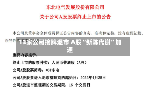 13家公司摘牌退市 A股“新陈代谢	”加速-第2张图片