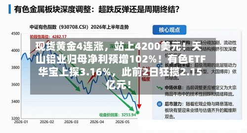 现货黄金4连涨，站上4200美元！天山铝业归母净利预增102%！有色ETF华宝上探3.16%	，此前2日狂揽2.15亿元！-第2张图片