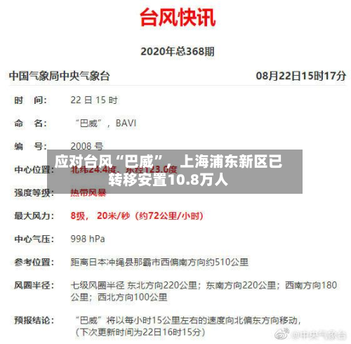 应对台风“巴威”，上海浦东新区已转移安置10.8万人-第3张图片
