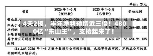 4天2板，半年净利预增近三倍！4800亿“东山王”，支棱起来了！