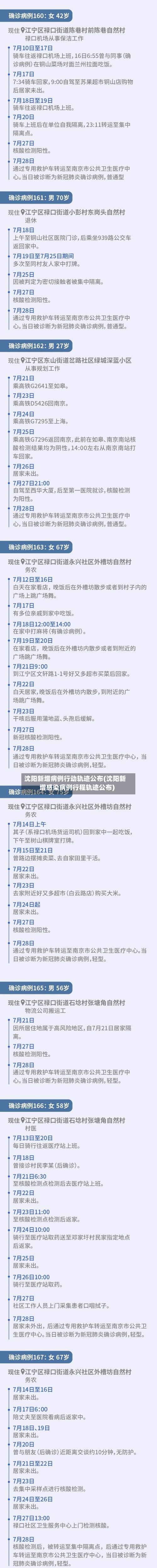 沈阳新增病例行动轨迹公布(沈阳新增感染病例行程轨迹公布)