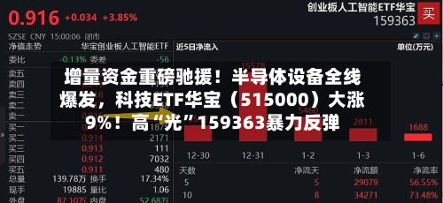 增量资金重磅驰援！半导体设备全线爆发，科技ETF华宝（515000）大涨9%！高“光”159363暴力反弹-第2张图片