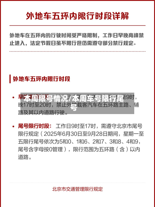 本周限号情况/本周车号限行尾号