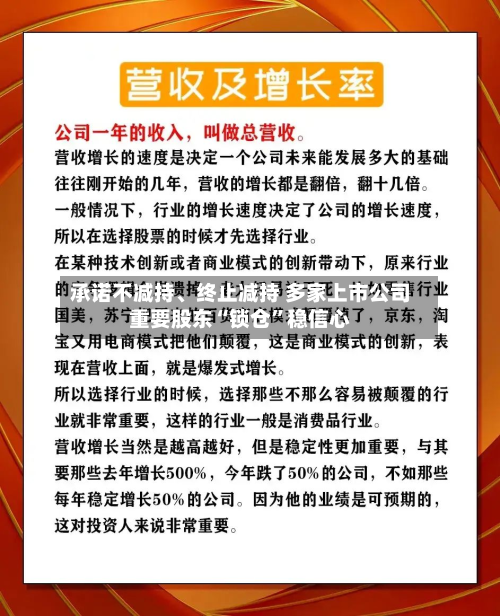 承诺不减持	、终止减持 多家上市公司重要股东“锁仓”稳信心-第2张图片