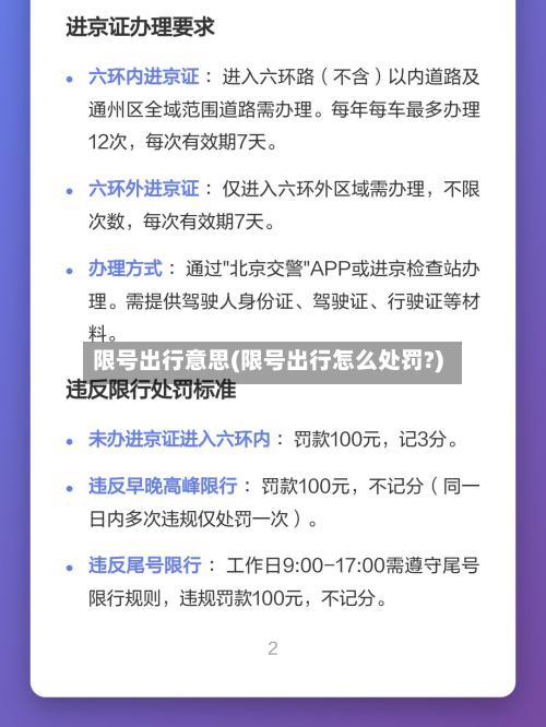 限号出行意思(限号出行怎么处罚?)