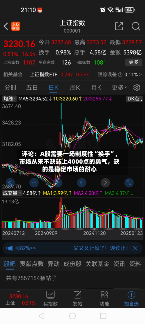 评论：A股需要一场制度性“换手”，市场从来不缺站上4000点的勇气，缺的是稳定市场的耐心-第2张图片